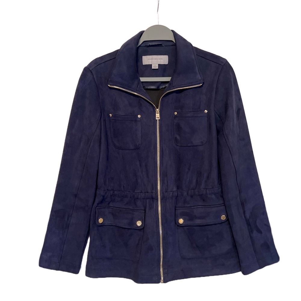 Marc New York navy blue gold zipper and buttons on pockets jacket S